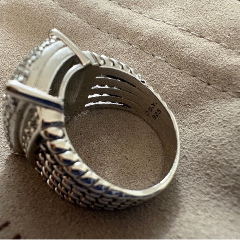 David Yurman Sterling Silver Pavé Square Top Ring with Braided Band sz8 - Picture 5 of 6